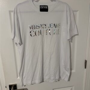 Versace Jeans Couture White T-Shirt with Metallic Logo